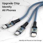 3-in-1 Nylon Braided Multi Charger Cable - 3 Pack
