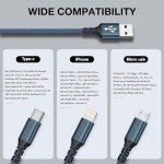 3-in-1 Nylon Braided Multi Charger Cable - 3 Pack