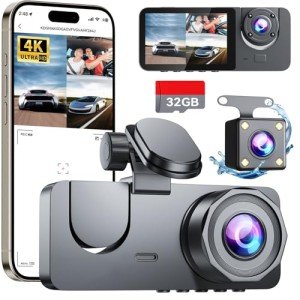 4K Front & Rear Dash Cam with 32GB SD Card