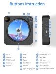Portable Bluetooth CD Player with Speakers and Remote