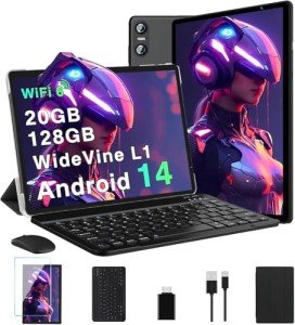 10" Android 14 Tablet with Keyboard and Mouse