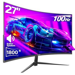 Gawfolk 27" Curved 100Hz Gaming Monitor with Speakers