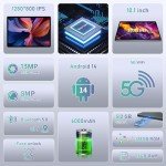 Bvlary 10.1" Android 14 Tablet with 16GB RAM