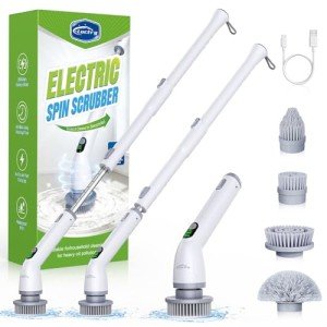 Cordless Electric Spin Scrubber with 4 Brush Heads