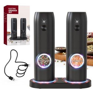 USB Rechargeable Electric Salt and Pepper Grinder Set