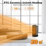 Portable 1200W Ceramic Space Heater with Remote