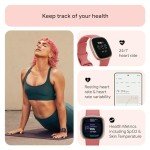 Fitbit Versa 4 Smartwatch - GPS, Pink Sand/Copper Rose