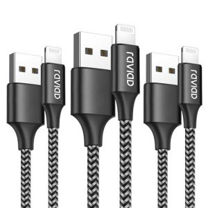 RAVIAD 3-Pack 2M Lightning Charger Cable - Black