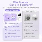 Kids Instant Print Camera with Dual-Lens & Accessories