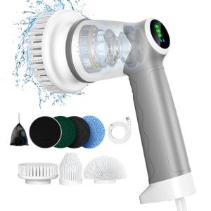 Cordless Electric Spin Scrubber with 6 Brush Heads