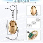 140DB Personal Alarm Keychain with LED Light - Gold