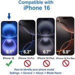 3-Pack Tempered Glass Screen Protector for iPhone 16