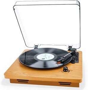 VOKSUN Vintage Vinyl Turntable with Built-in Speakers
