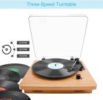 VOKSUN Vintage Vinyl Turntable with Built-in Speakers