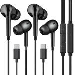 USB C Headphones with Mic & Controls - 2 Pack