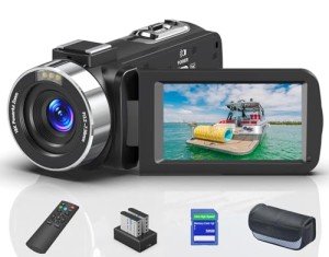 8K Video Camera with 18X Zoom and Flip Screen