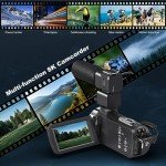 8K Video Camera with 18X Zoom and Flip Screen