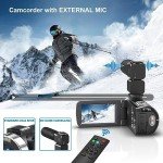 8K Video Camera with 18X Zoom and Flip Screen