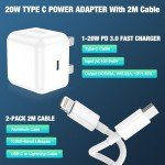 20W Fast iPhone Charger - 2 Pack with Cables