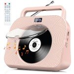 Pink Portable CD Player with Bluetooth & Dual Speakers