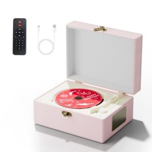 Yintiny Pink Music Box CD Player with Speakers