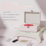 Yintiny Pink Music Box CD Player with Speakers