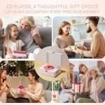 Yintiny Pink Music Box CD Player with Speakers