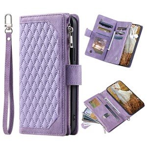 Purple Leather Folio Wallet Case for Honor Phones