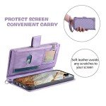 Purple Leather Folio Wallet Case for Honor Phones