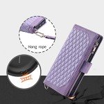 Purple Leather Folio Wallet Case for Honor Phones