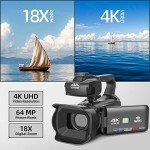 4K Camcorder with 60FPS and 18X Zoom