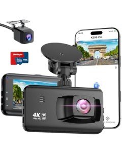 4K Dual Dash Cam with WiFi and SD Card