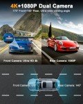 4K Dual Dash Cam with WiFi and SD Card