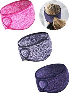 Tatuo Fleece Ponytail Headbands for Winter Sports