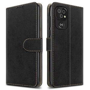 Doro 8100 Leather Wallet Case with Kickstand - Black