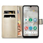 Doro 8100 Leather Wallet Case with Kickstand - Black