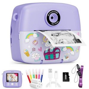 Instant Print Kids Camera with Color Pens - Purple