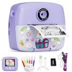 Instant Print Kids Camera with Color Pens - Purple