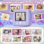 Instant Print Kids Camera with Color Pens - Purple