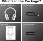ZTOZ Adjustable Bluetooth Over-Ear Headphones - Silver