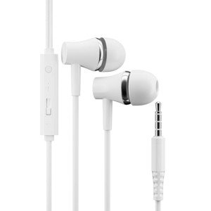 White Wired Earphones with Microphone for PC & Mobile