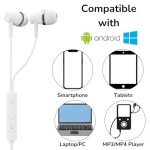 White Wired Earphones with Microphone for PC & Mobile