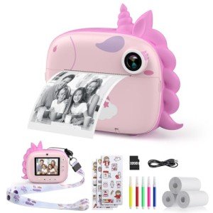 HiMont Kids Digital Instant Print Camera (Pink)