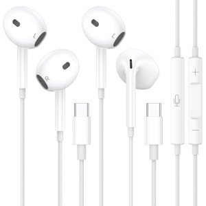 Dual Pack USB-C Wired In-Ear Headphones with Mic