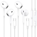 Dual Pack USB-C Wired In-Ear Headphones with Mic