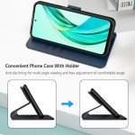 Aiziki Blue Premium Leather Wallet Case for Honor 90