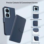 Aiziki Blue Premium Leather Wallet Case for Honor 90