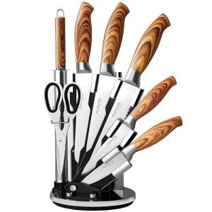 7-Piece Stainless Steel Knife Set with Rotating Block
