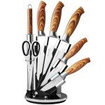 7-Piece Stainless Steel Knife Set with Rotating Block