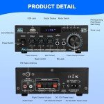Bluetooth 5.0 Stereo Amplifier with Multi-Input Support